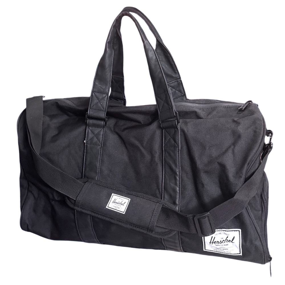 Herschel Supply Co Novel Duffle Bag Black Canvas Shoe Compartment Travel Gym